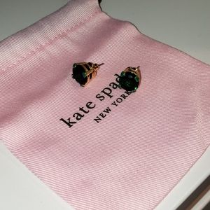 New Kate Spade Emerald gold earrings big studs!